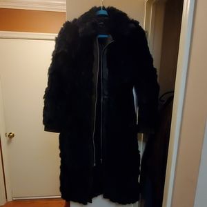 Bebe fur n leather long coat